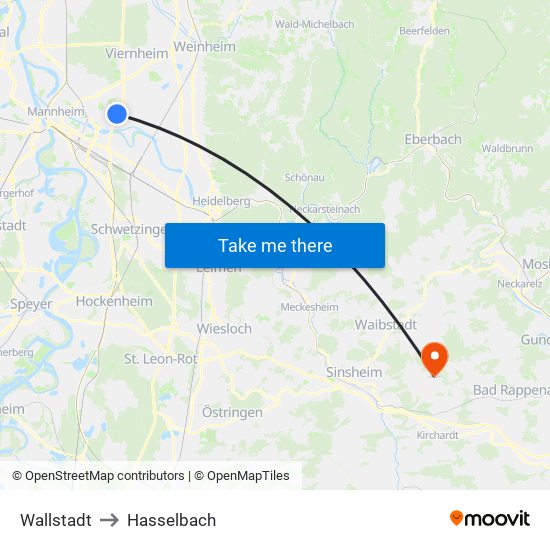 Wallstadt to Hasselbach map