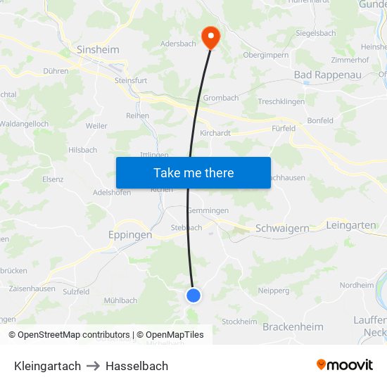 Kleingartach to Hasselbach map