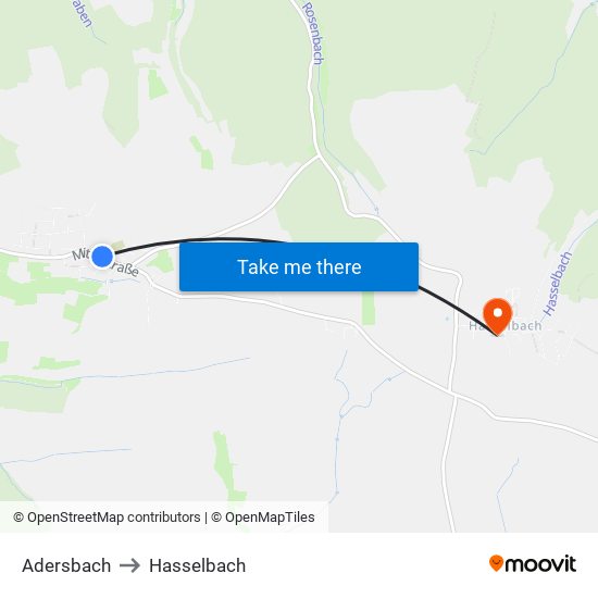 Adersbach to Hasselbach map