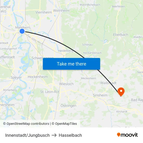 Innenstadt/Jungbusch to Hasselbach map