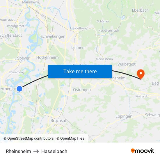 Rheinsheim to Hasselbach map