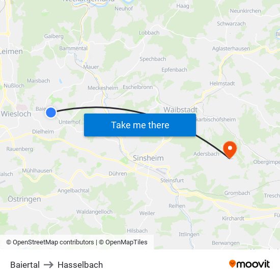Baiertal to Hasselbach map