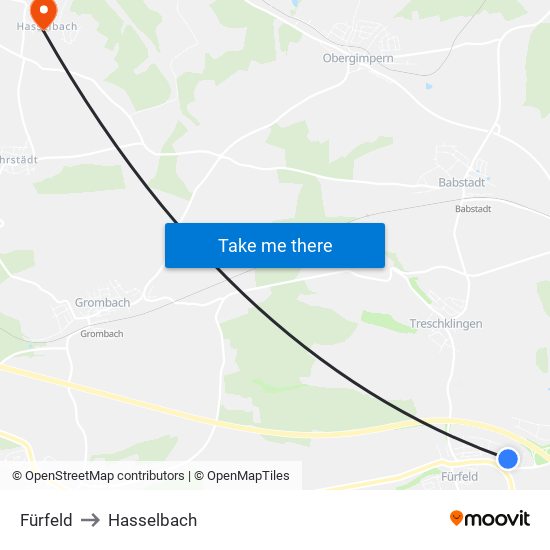Fürfeld to Hasselbach map