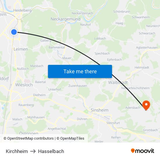 Kirchheim to Hasselbach map