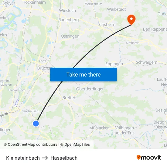 Kleinsteinbach to Hasselbach map