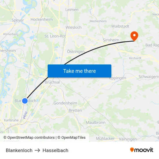 Blankenloch to Hasselbach map