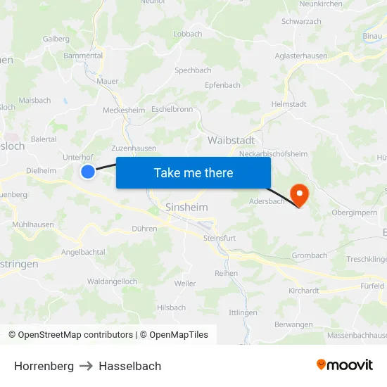 Horrenberg to Hasselbach map