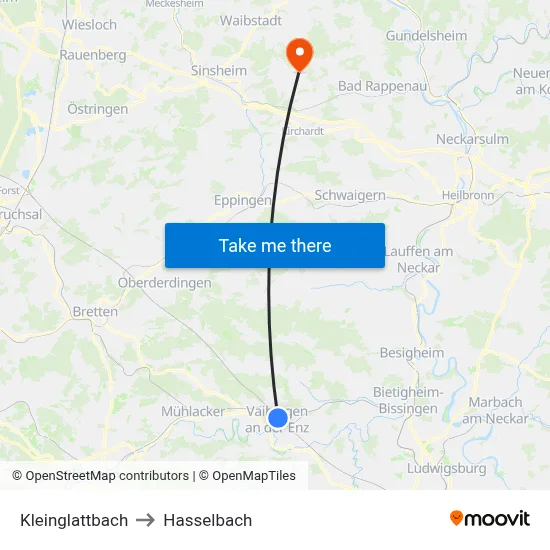 Kleinglattbach to Hasselbach map