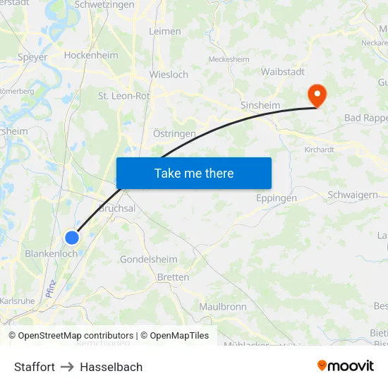 Staffort to Hasselbach map