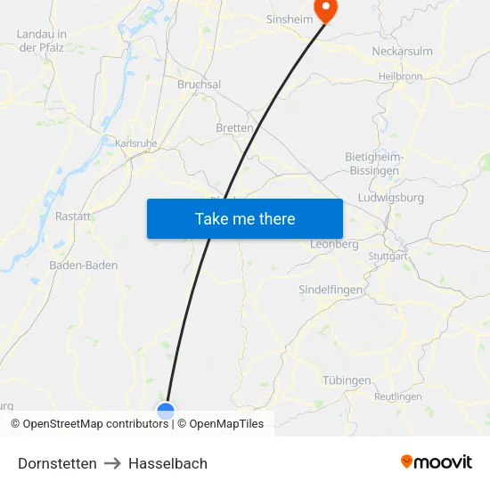 Dornstetten to Hasselbach map