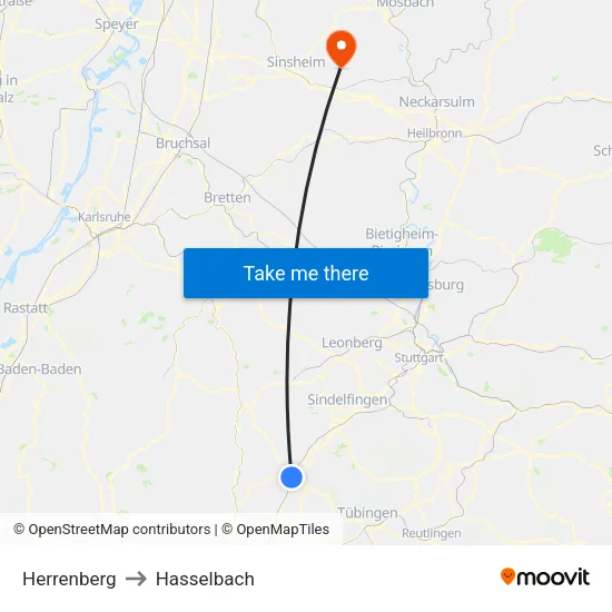 Herrenberg to Hasselbach map