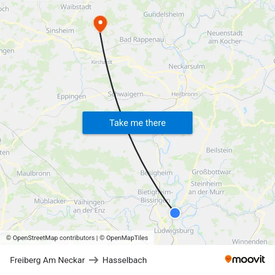 Freiberg Am Neckar to Hasselbach map