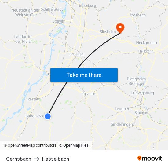 Gernsbach to Hasselbach map