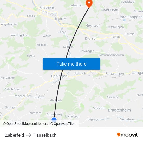 Zaberfeld to Hasselbach map