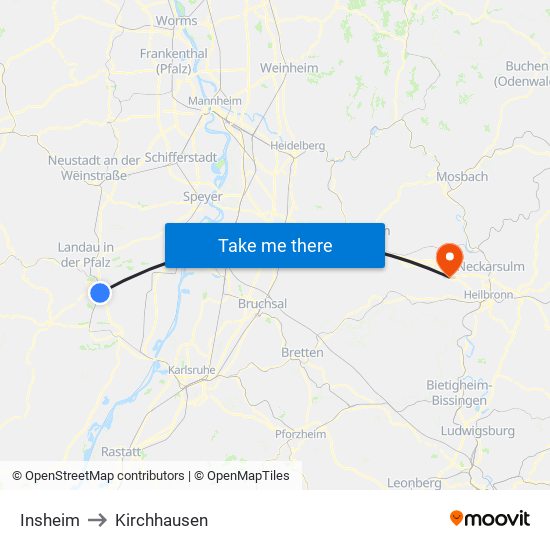 Insheim to Kirchhausen map