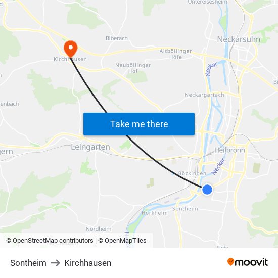 Sontheim to Kirchhausen map
