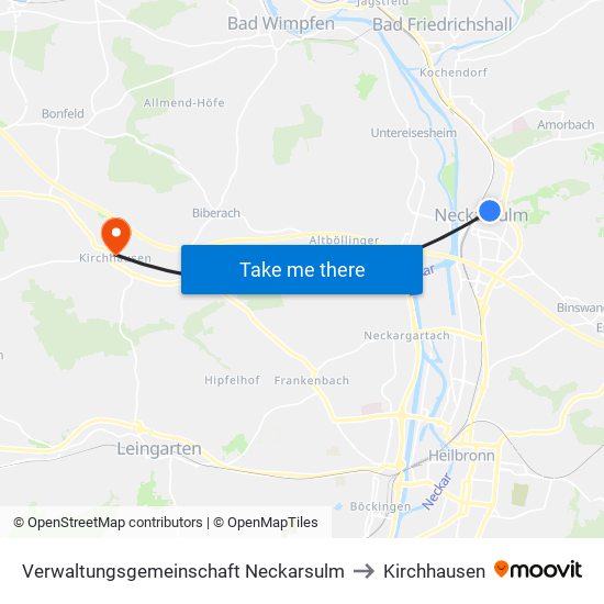 Verwaltungsgemeinschaft Neckarsulm to Kirchhausen map