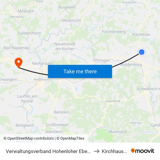 Verwaltungsverband Hohenloher Ebene to Kirchhausen map