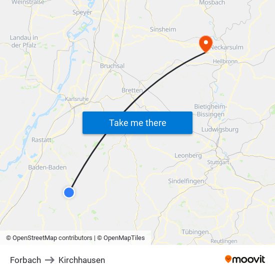 Forbach to Kirchhausen map