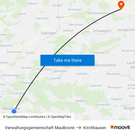 Verwaltungsgemeinschaft Maulbronn to Kirchhausen map