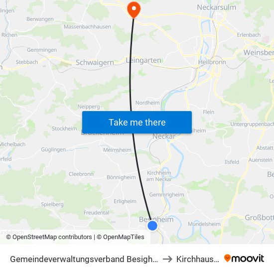 Gemeindeverwaltungsverband Besigheim to Kirchhausen map