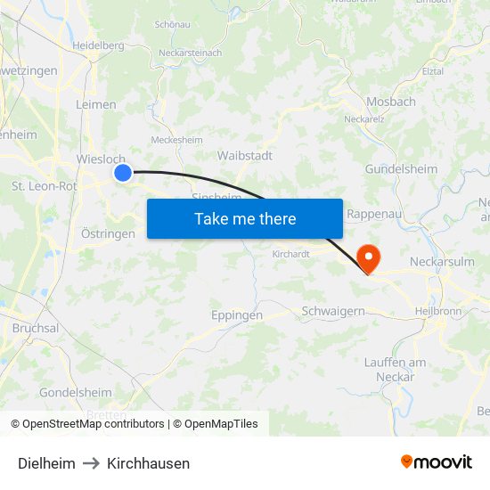 Dielheim to Kirchhausen map