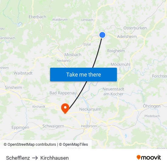 Schefflenz to Kirchhausen map