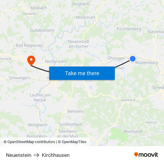Neuenstein to Kirchhausen map