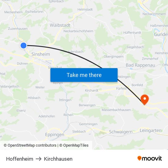 Hoffenheim to Kirchhausen map