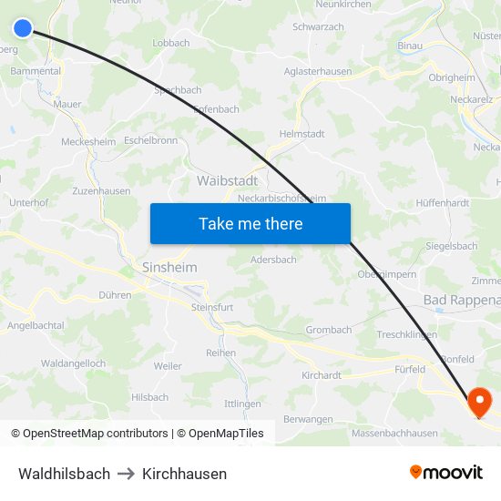 Waldhilsbach to Kirchhausen map