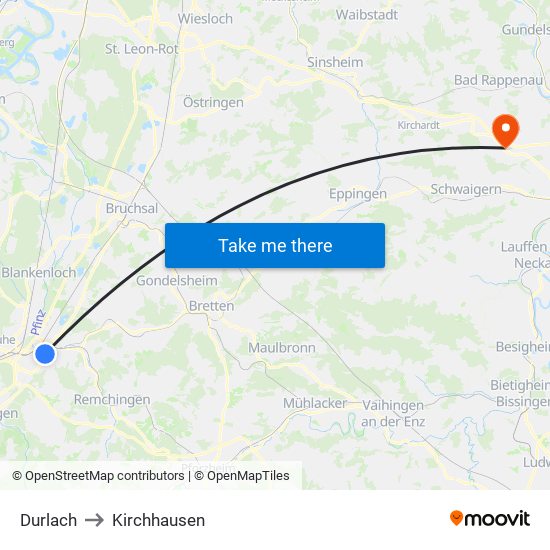 Durlach to Kirchhausen map