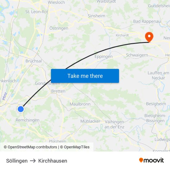 Söllingen to Kirchhausen map