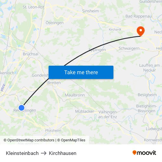 Kleinsteinbach to Kirchhausen map