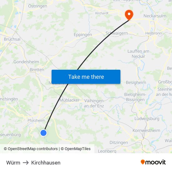 Würm to Kirchhausen map