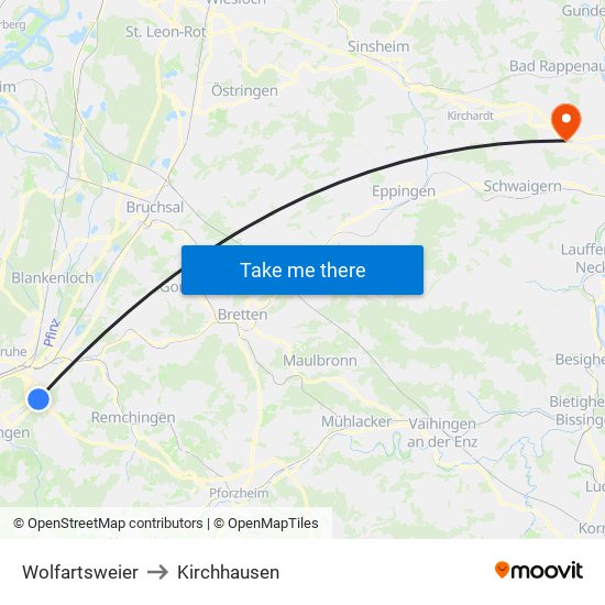 Wolfartsweier to Kirchhausen map