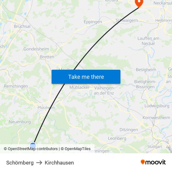 Schömberg to Kirchhausen map