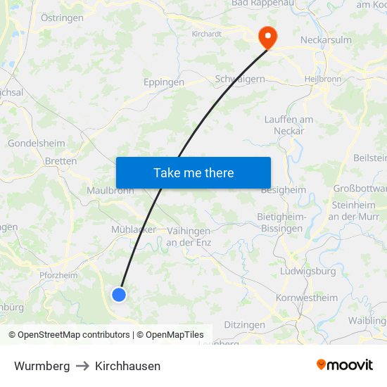 Wurmberg to Kirchhausen map