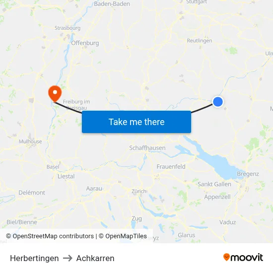 Herbertingen to Achkarren map