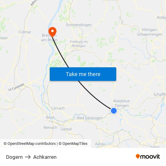 Dogern to Achkarren map
