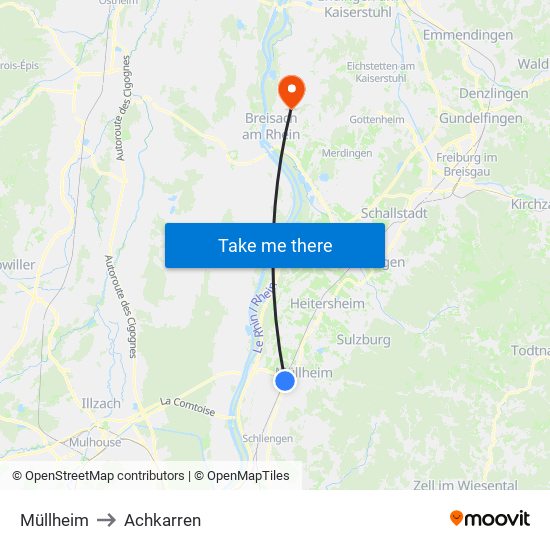 Müllheim to Achkarren map