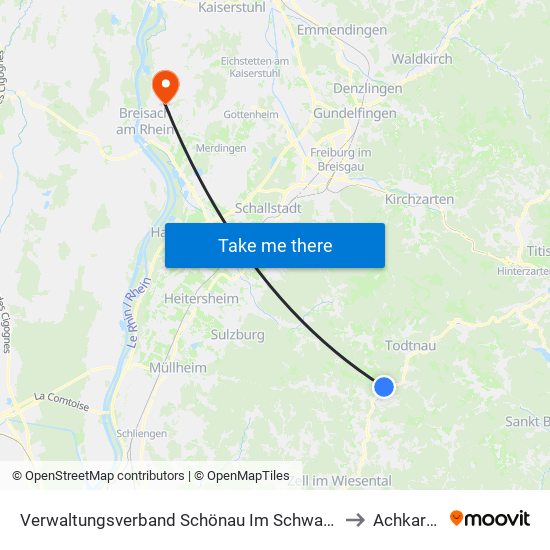 Verwaltungsverband Schönau Im Schwarzwald to Achkarren map