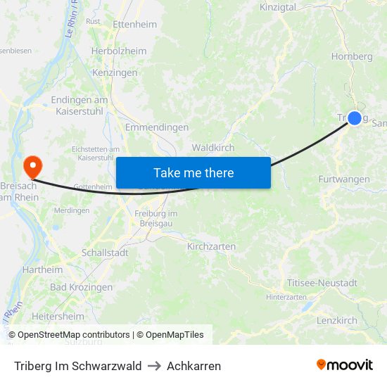 Triberg Im Schwarzwald to Achkarren map