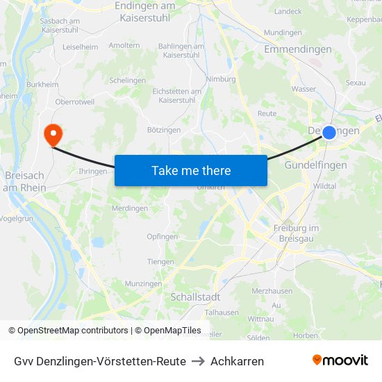 Gvv Denzlingen-Vörstetten-Reute to Achkarren map
