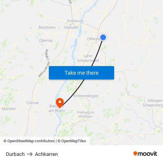 Durbach to Achkarren map