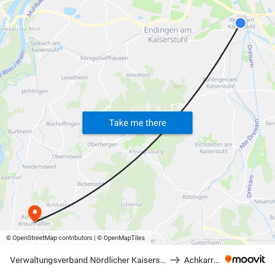 Verwaltungsverband Nördlicher Kaiserstuhl to Achkarren map