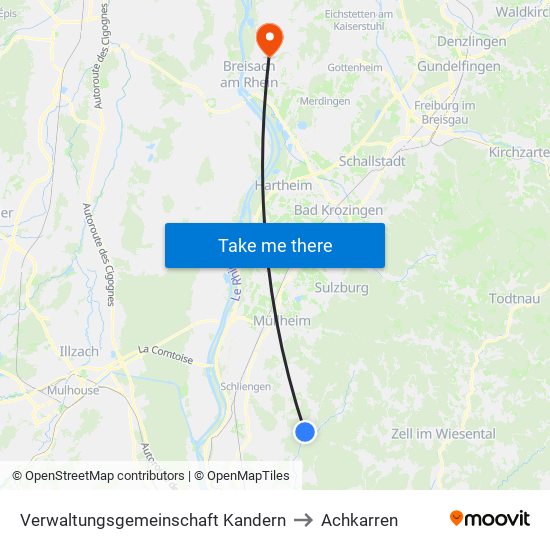 Verwaltungsgemeinschaft Kandern to Achkarren map