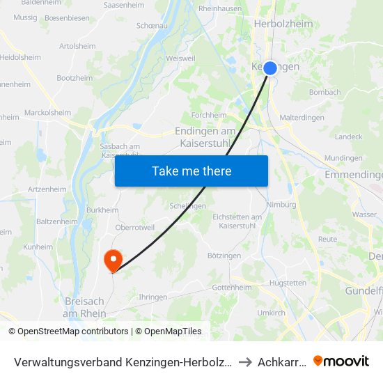 Verwaltungsverband Kenzingen-Herbolzheim to Achkarren map