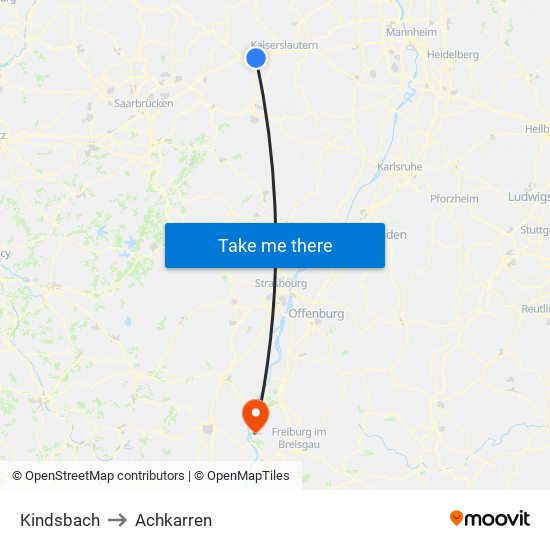 Kindsbach to Achkarren map