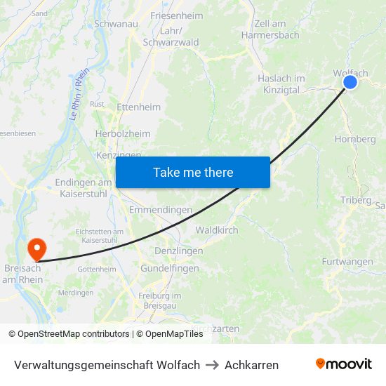 Verwaltungsgemeinschaft Wolfach to Achkarren map
