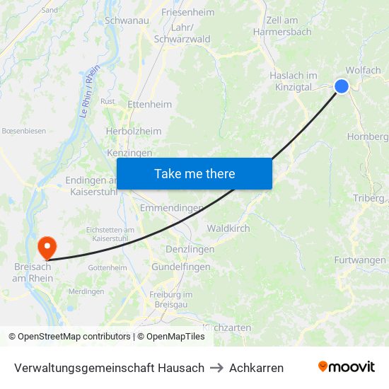 Verwaltungsgemeinschaft Hausach to Achkarren map